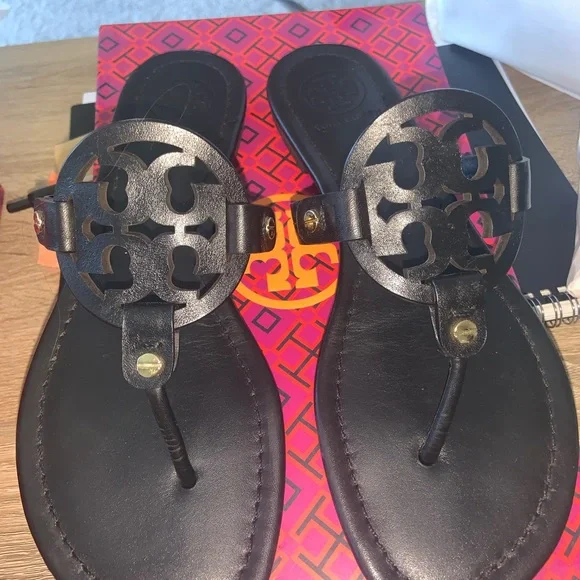 Tory Burch Black Miller Leather Sandals - Picture 7 of 15